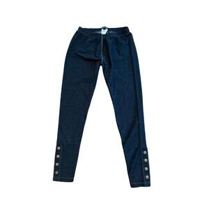 New Bebe Vintage Y2K Dark Denim Leggings w/ Gold Buttons S